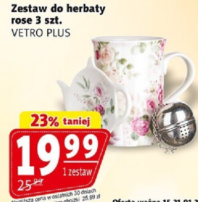 Zestaw do herbaty rose 3 szt. VETRO PLUS promocja w Prim Market