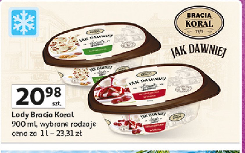 Lody śmietankowe z wiśniami i sosem wiśniowym Bracia koral lody jak dawniej promocja w Auchan