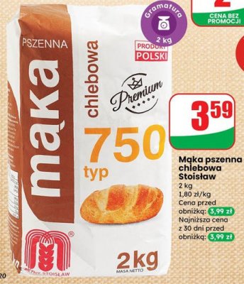 Mąka pszenna chlebowa 2 kg typ 750 promocja w Dino