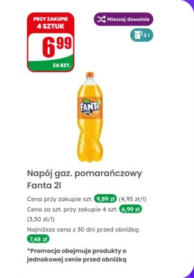 Napój gazowany pomarańczowy Fanta 2l  promocja w Dino