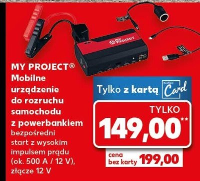 Mobilne urządzenie do rozruchu samochodu MY PROJECT z powerbankiem promocja w Kaufland