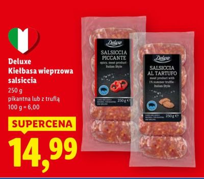 Kiełbasa wieprzowa salsiccia z truflą promocja w Lidl