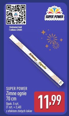 Fajerwerki SUPER POWER Zimne ognie 70 cm Opak. 5 szt. (1 szt. = 2,40) z efektem złotych iskier promocja w Aldi