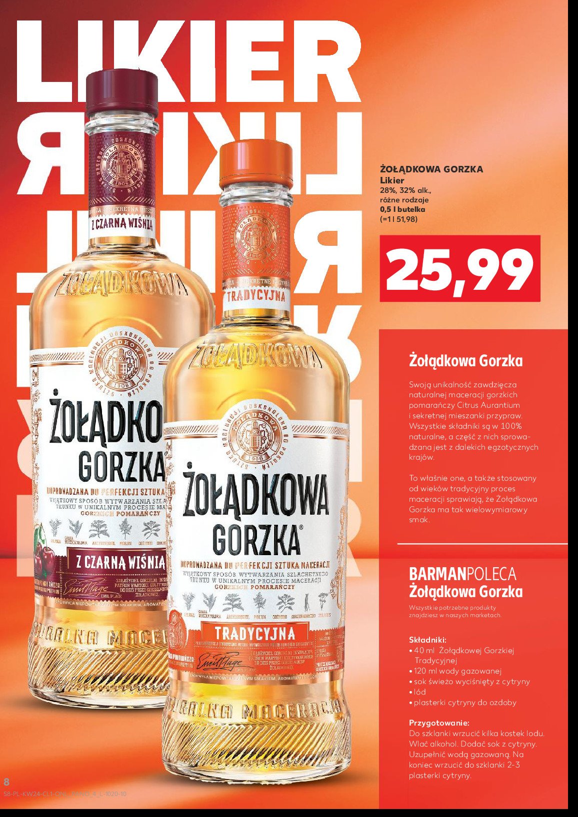 Wódka Żołądkowa gorzka czarna wiśnia promocja w Kaufland