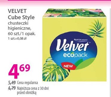 Chusteczki uniwersalne cube Velvet promocja w Hebe