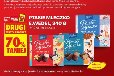 Ptasie Mleczko różne rodzaje E.Wedel promocja w Biedronka