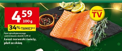 Łosoś norweski świeży, płat ze skórą promocja w Auchan