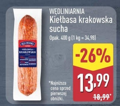 Kiełbasa krakowska sucha promocja w Aldi