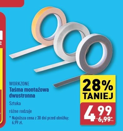 Taśma montażowa dwustronna WORKZONE promocja