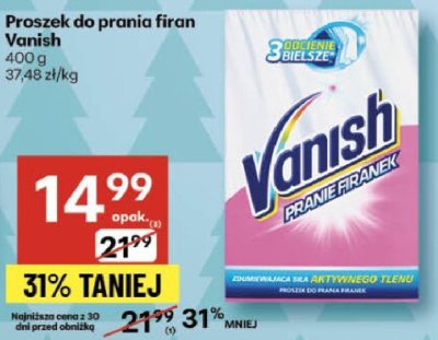 Proszek do prania firan Vanish 400 g promocja w Delikatesy Centrum