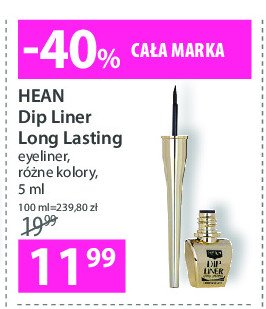 Eyeliner w płynie carbon black Hean dip liner long lasting Hean cosmetics promocja