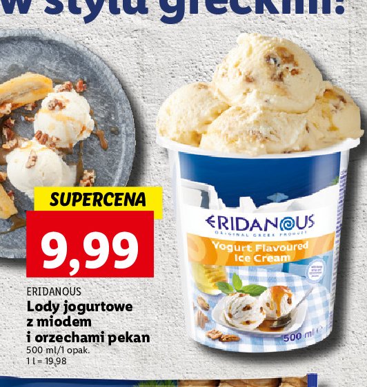 Lody jogurtowe z syropem miodowym i orzechami pekan Eridanous promocje