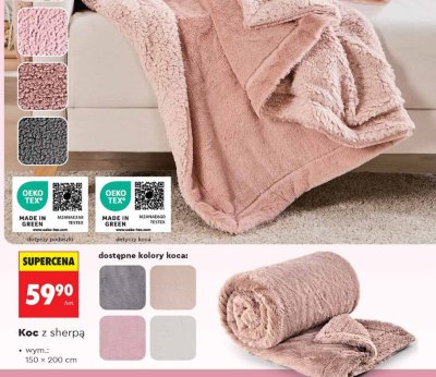 Koc z sherpą 150x200 cm promocja w Biedronka