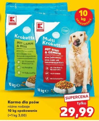 Karma dla psów różne rodzaje K-Classic promocja w Kaufland