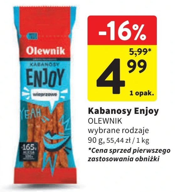 Kabanosy wieprzowe Olewnik enjoy! promocja w Intermarche