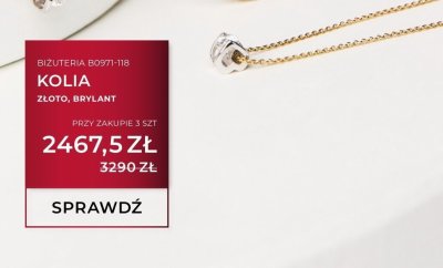 Kolia złoto, brylant B0971-118 promocja w Briju