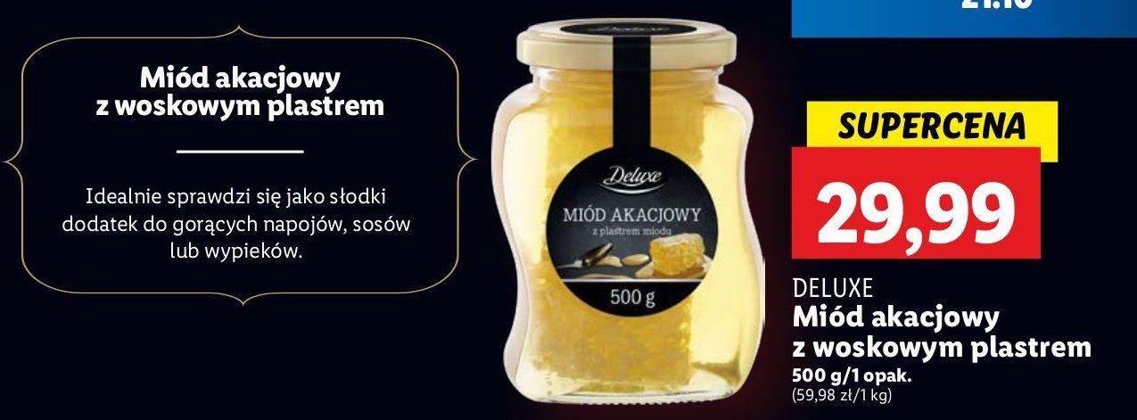 Miód akacjowy z plastrem miodu Deluxe promocja