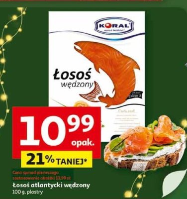 Łosoś atlantycki wędzony Koral 100 g, plastry promocja w Auchan