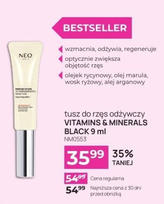 Tusz do rzęs odżywczy VITAMINS & MINERALS BLACK NM0553 promocja w NEONAIL & NEO MAKE UP