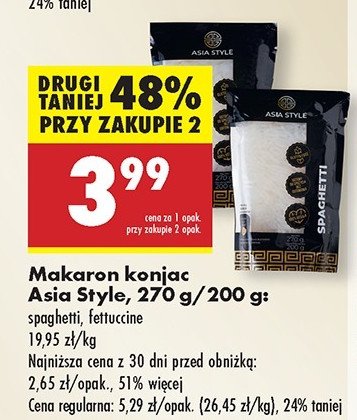 Makaron konjac fettuccine Asia style promocja w Biedronka
