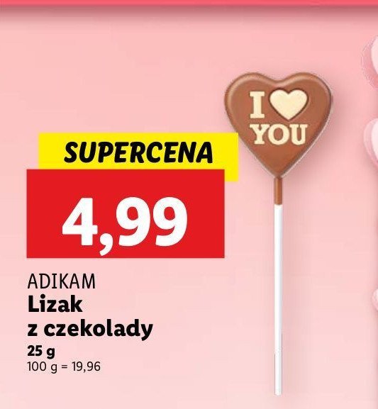 Lizak czekoladowy serce Adikam promocja