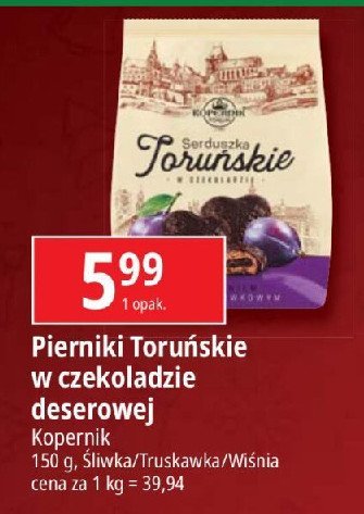 Serduszka toruńskie z nadzieniem wiśniowym Kopernik promocja