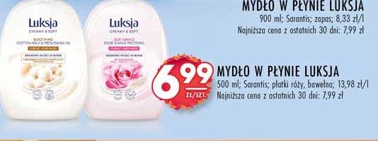 Mydło w płynie rose petal & milk proteins Luksja creamy promocja