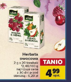 Herbata melisa & gruszka Vitax promocja
