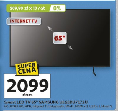 Smart LED TV 65" SAMSUNG UE65DU7172U promocja w Auchan