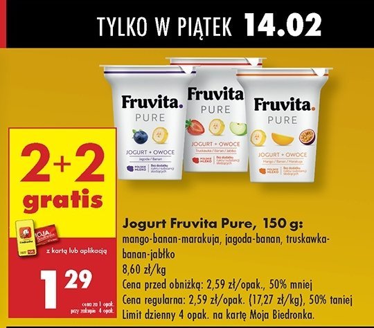 Jogurt jagoda-banan Fruvita pure Fruvitaland promocja