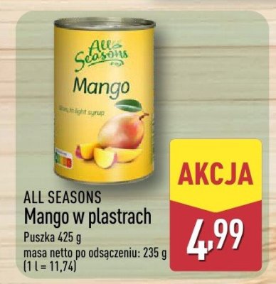 Mango w plastrach ALL SEASONS promocja w Aldi