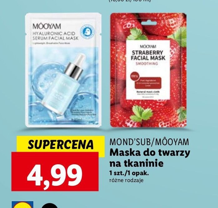 Maseczka w płachcie strawberry Mooyam promocja