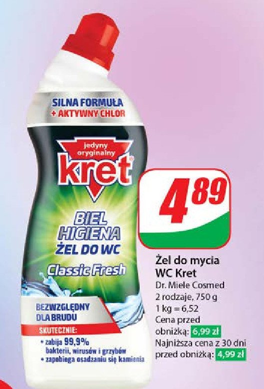 Żel do wc classic Kret promocja w Dino