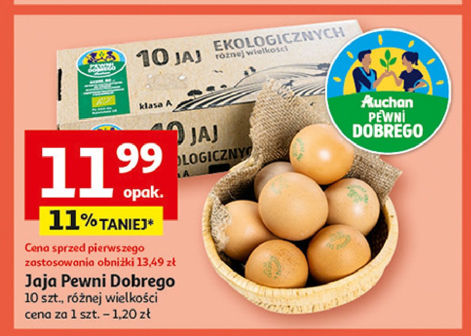 Jaja ekologiczne kl. a Auchan pewni dobrego promocja