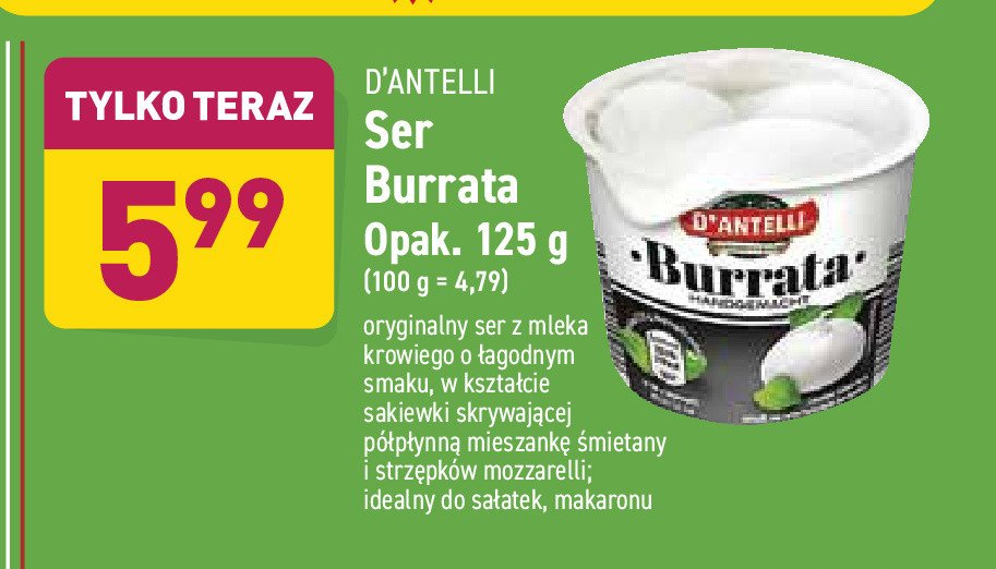 Ser burrata D'antelli promocja