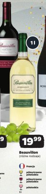 Wino Beauvillon (różne rodzaje) półwytrawne półsłodkie półsłodkie 1l promocja w Netto