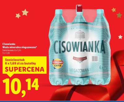 Woda mineralna niegazowana Cisowianka sześciopak 6 x 1,5 l promocja w Lidl