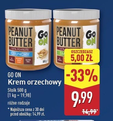 Masło orzechowe z kawałkami orzechów Sante go on! promocja w Aldi