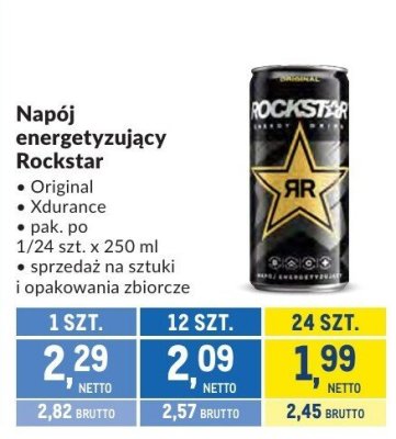 Napój energetyzujący Rockstar Original, Xdurance promocja w Makro