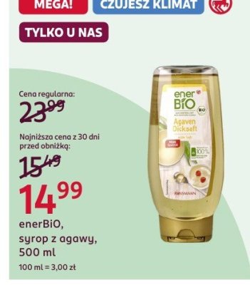 EnerBiO syrop z agawy 500 ml promocja w Rossmann