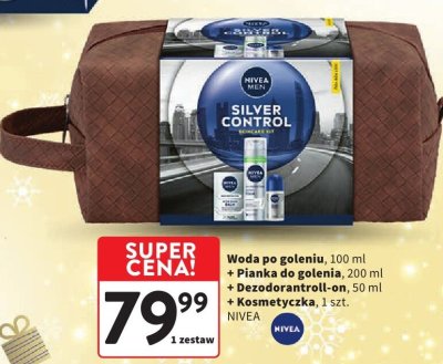 Zestaw: woda po goleniu + pianka do golenia + dezodorant roll-on + kosmetyczka Nivea promocja w Intermarche