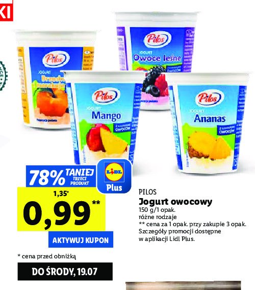 Jogurt brzoskwinia Pilos promocja