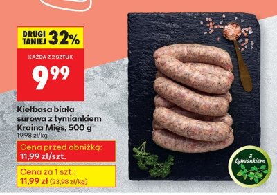 Kiełbasa biała surowa z tymiankiem Kraina Mięs, 500 g promocja w Biedronka