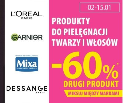 Produkty do pielęgnacji twarzy i włosów L'Oreal, Garnier, Mixa, Dessange Hebe promocja w Hebe