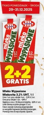 Mleko Wypasione Mlekovita 3,2% UHT 1 l promocja w Twój Market