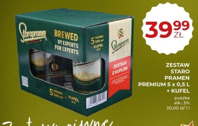 Piwo Staropramen Premium Zestaw z Kuflem 5 x 0,5 L + kufel promocja w Duży Ben