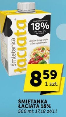 Śmietanka Łaciata 18% 500 ml promocja w Euro Sklep