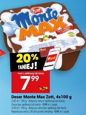 Deser Monte Max Zott, 4x100 g promocja w Twój Market