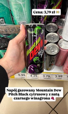 Napój gazowany Pitch Black cytrusowy z nutą czarnego winagrona promocja w Dino