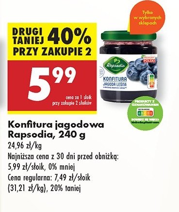 Konfitura jagodowa Rapsodia promocja w Biedronka